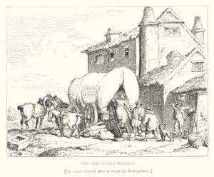 Der alte Bühnenwagen (Stich) von L. Huard