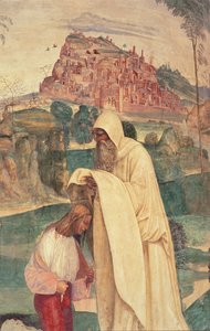 Leben des heiligen Benedikt, Szene 4: Der Mönch Romanus kleidet Benedikt ein von L. Signorelli
