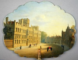 Viktorianischer Bildschirm, mit einer Szene der Oxford High Street und des Queen