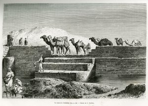 Das Reservoir von Abdullah, Saudi-Arabien, Illustration aus "Pilgrimage to Nejd, the cradle of the Arab race", veröffentlicht in der Weltreise, geleitet von Edouard Charton (1807-1890) 1882 von Lady Anne Blunt