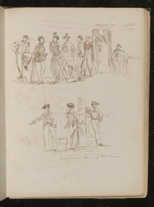 Studie von acht Soldaten im Innenraum, drei sardische Soldaten von Lady Butler