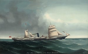 Das Indochina-Dampfschiff Lightning unter Segel und Dampf, 1892 von Lai Fong