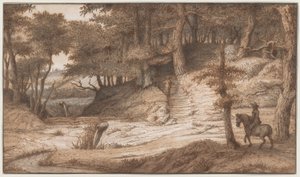 Reiter und Jäger in den Wäldern von Doorwerth, in der Nähe von Arnheim