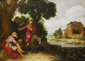 Der Prophet von Bethel trifft den Mann Gottes aus Juda von Lambert Jacobsz