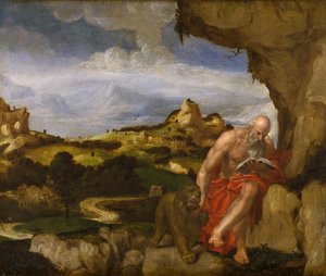 Der heilige Hieronymus in der Wildnis, Mitte des 16. Jahrhunderts von Lambert Sustris