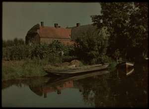 Blikkenburgervaart, Zeist, mit Booten und Bauernhof (und möglicherweise Willem Emelaar Sr) von Lambertus Hendrik van Berk