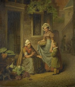 Frau verkauft Gemüse
