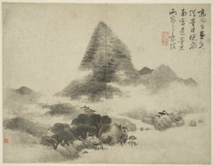 Landschaft im Stil der alten Meister: nach Gao Shangshu, folgend Dong Yuan (aktiv 937-975) und Ju Ran, und später im Stil von Mi Fu (1051-1107)