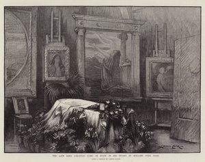 Der verstorbene Lord Leighton aufgebahrt in seinem Studio in der Holland Park Road