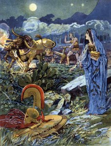 Jason, von Medea beim Pflügen der Felder des Mars unterstützt, ca. 1900 von Lancelot Speed
