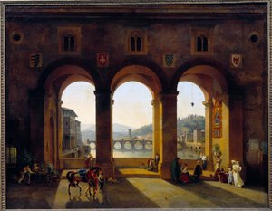 Ansicht von Florenz Ponte Vecchio. Gemälde von Theodore Turpin De Crisse (1782-1859) von Lancelot Théodore Turpin de Crissé de Crissé