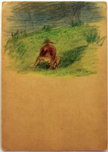 Ohne Titel (Auf Wiese sitzender Mann) von Laszlo Moholy Nagy