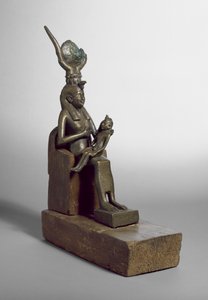 Votivstatuette der Isis, die das Kind Horus stillt, gefunden in Saqqara