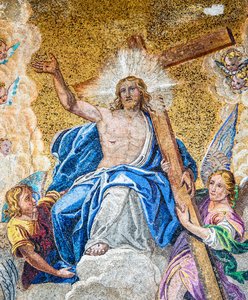 Christus in Herrlichkeit zwischen der Jungfrau Maria und Johannes dem Täufer, (Detail)