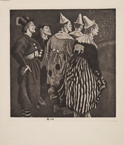Fünf Clowns, veröffentlicht 1926 von Laura Knight