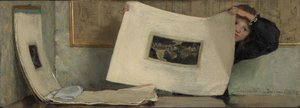 Anna blättert durch ein Portfolio von Drucken von Laura Theresa Alma Tadema (Lady)