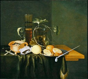 Stillleben eines Römer umgeben von Weintendrils und Früchten von Laurens Craen