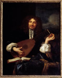 Porträt eines Mannes, der Laute spielt: vermutetes Porträt von Imbert, Kanzleischreiber des Parlaments von Aix von Laurent Fauchier