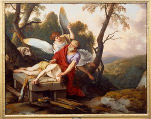 Abraham opfert seinen Sohn Isaak. Gemälde von Laurent de La Hyre von Laurent de la Hyre