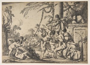 Die Jungfrau und das Christuskind von Engeln bedient, 1640