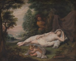 Schlafende Nymphe von einem Mann beobachtet von Laurentius de Neter