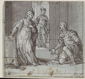 Haman fleht Esther um sein Leben an von Lazzaro Tavarone