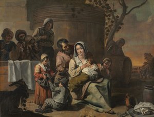 Vintage-Szene und tanzende Bauernkinder von Le Nain