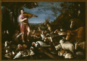 Orpheus bezaubert die Tiere von Leandro Bassano