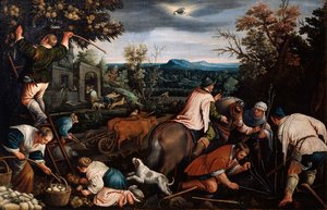 Oktober aus der Serie Die Jahreszeiten, spätes 16. oder frühes 17. Jahrhundert von Leandro Bassano