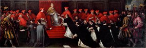 Honorius III., Cencio Savelli, Papst von 1216 bis 1227, genehmigte 1216 die Regel des Heiligen Dominikus zur Gründung des Predigerordens, heute bekannt als Dominikaner von Leandro da Ponte Bassano