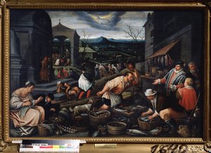 Der Monat März (Marktszene) von Leandro da Ponte Bassano