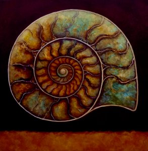 Ammonit Gold und Burgund, 2021 von Lee Campbell
