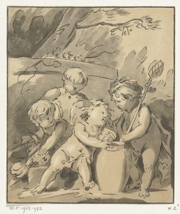 Vier Putti mit Vase