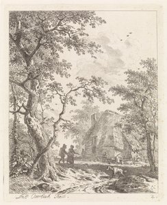 Zwei Wanderer bei einem Bauernhof von Leendert Overbeek