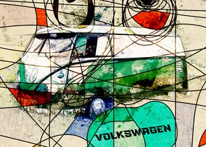 Bunter Hippie-Bus von Lembayung senja studio [Vintage Poster]