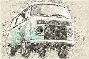Ikonischer Retro-Teal-Van