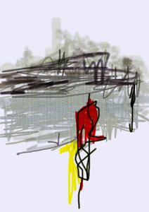 Rote Figur Urbanes Abstrakt