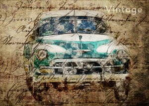 Vintage-Auto-Skript von Lembayung senja studio [Vintage Poster]