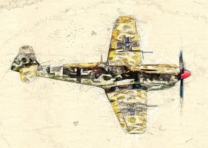Skizze eines Vintage-Kampfflugzeugs