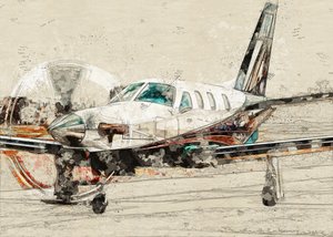 Skizze eines Vintage-Propellerflugzeugs