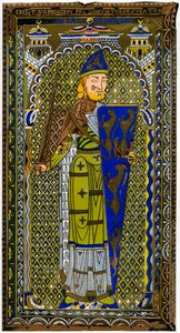 Darstellung der Emaillefigur von Geoffrey V auf seinem Grab in der Kathedrale von Le Mans, 1849