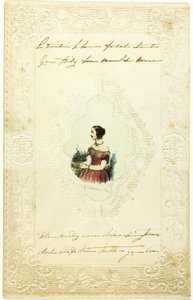 Unbetiteltes Valentinsbild (Frau im rosa Kleid) von Lemercier et Compagnie