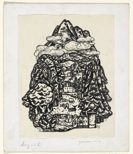 Berglandschaft mit Bäumen und Vieh von Leo Gestel (signed by artist)