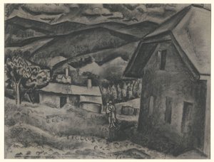 Landschaft mit Frau mit Kind vor einem Haus von Leo Gestel (signed by artist)