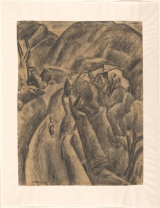 Frau mit einem Krug auf dem Kopf auf einem Weg durch Hochgebirge von Leo Gestel (signed by artist)