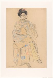 Sitzende Frau in japanischer Kleidung von Leo Gestel (signed by artist)