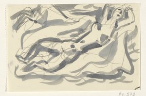 Nackte Frau und Pferd im Meer von Leo Gestel