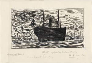 Schiff fährt in den Hafen von London ein
