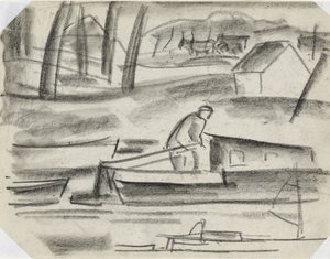 Schipper am Ruder von Leo Gestel