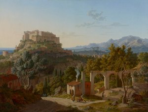 Landschaft mit dem Schloss von Massa di Carrara von Leo von Klenze